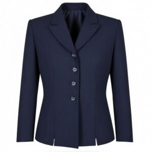 Le Suit Blazer Size 6P Black Long Sleeve 4 Button Jacket Notch Collar Lined